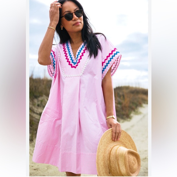 Augusta Caftan - Pink Gingham NWOT - Picture 1 of 9